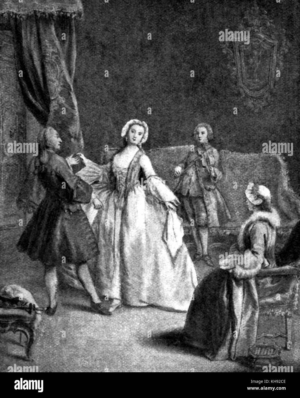 A Dancing Lesson - after painting by  Pietro Longhi (1702 - 1785). Stock Photo