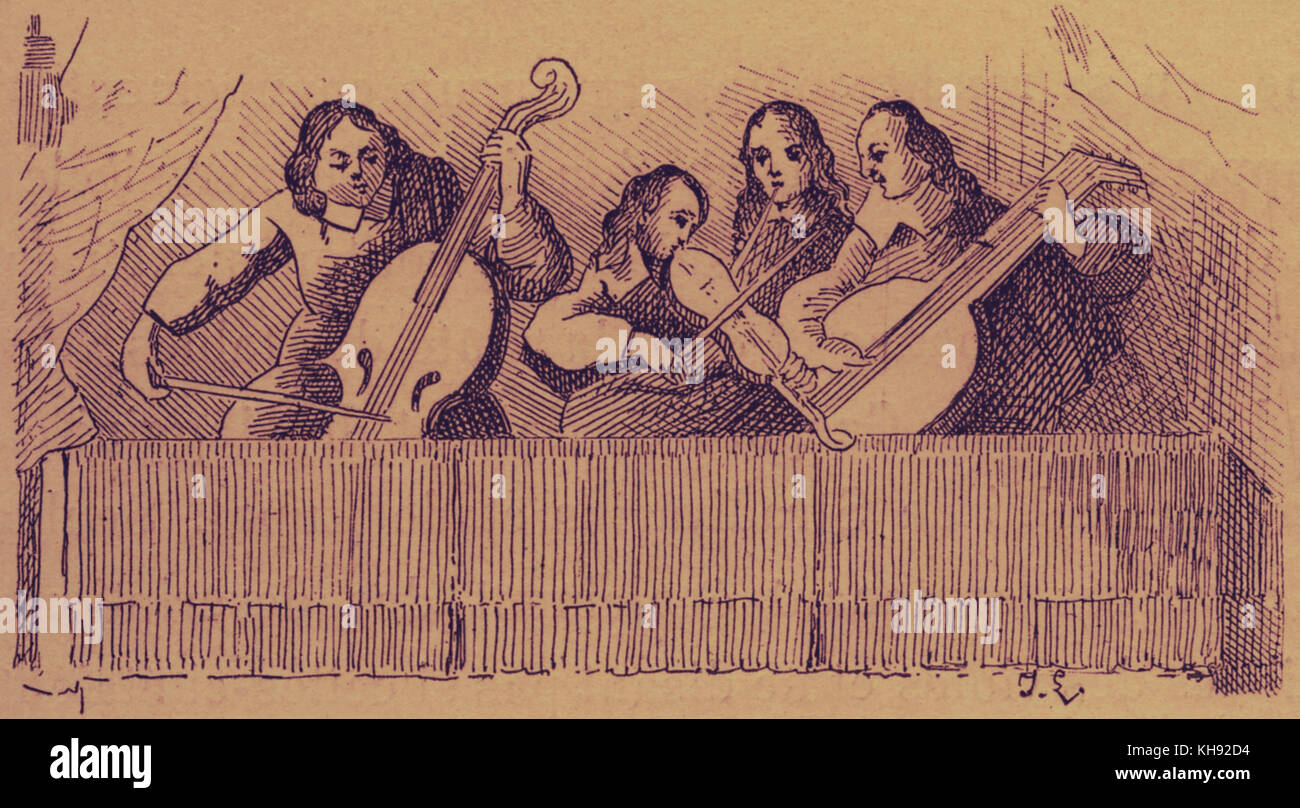 Orchestra at Dance, 17th century. Stock Photo