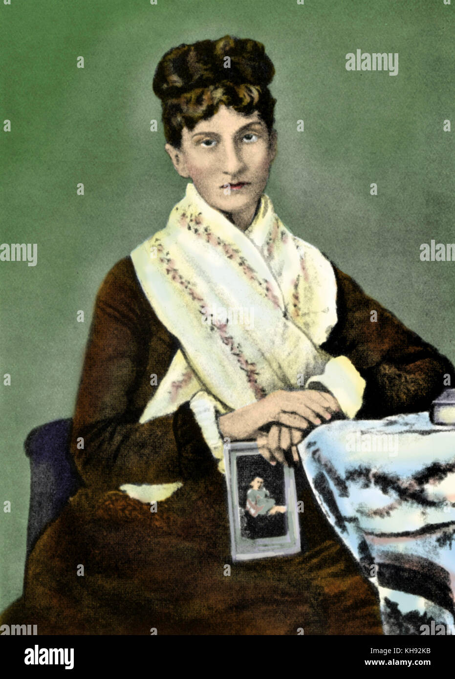 Nadezhda von Meck  with photograph of dead child She was TCHAIKOVSKY's patroness Stock Photo