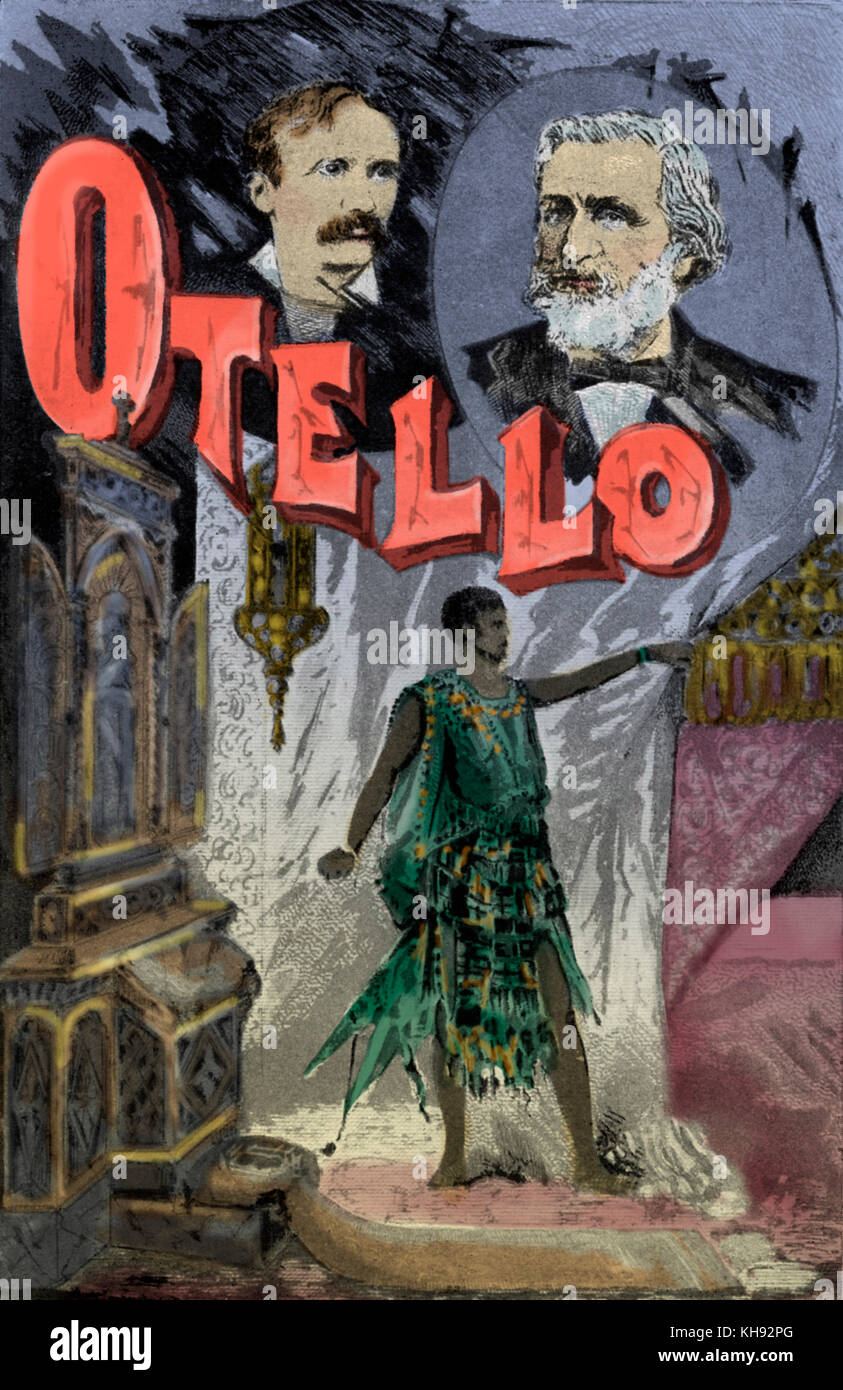 Giuseppe Verdi 's opera 'Otello' - poster for the first performance at Scal, Milan 5 February 1887. Based on William Shakespeare 's play 'Othello'. Stock Photo
