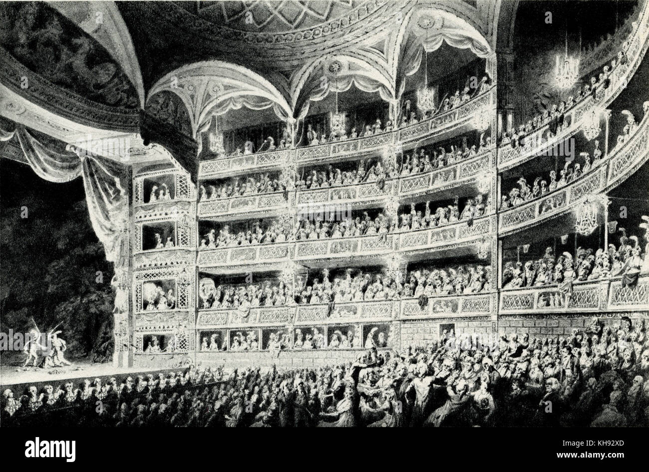 Covent Garden Theatre, 1795 - after watercolour by Edward Dayes. Stock Photo