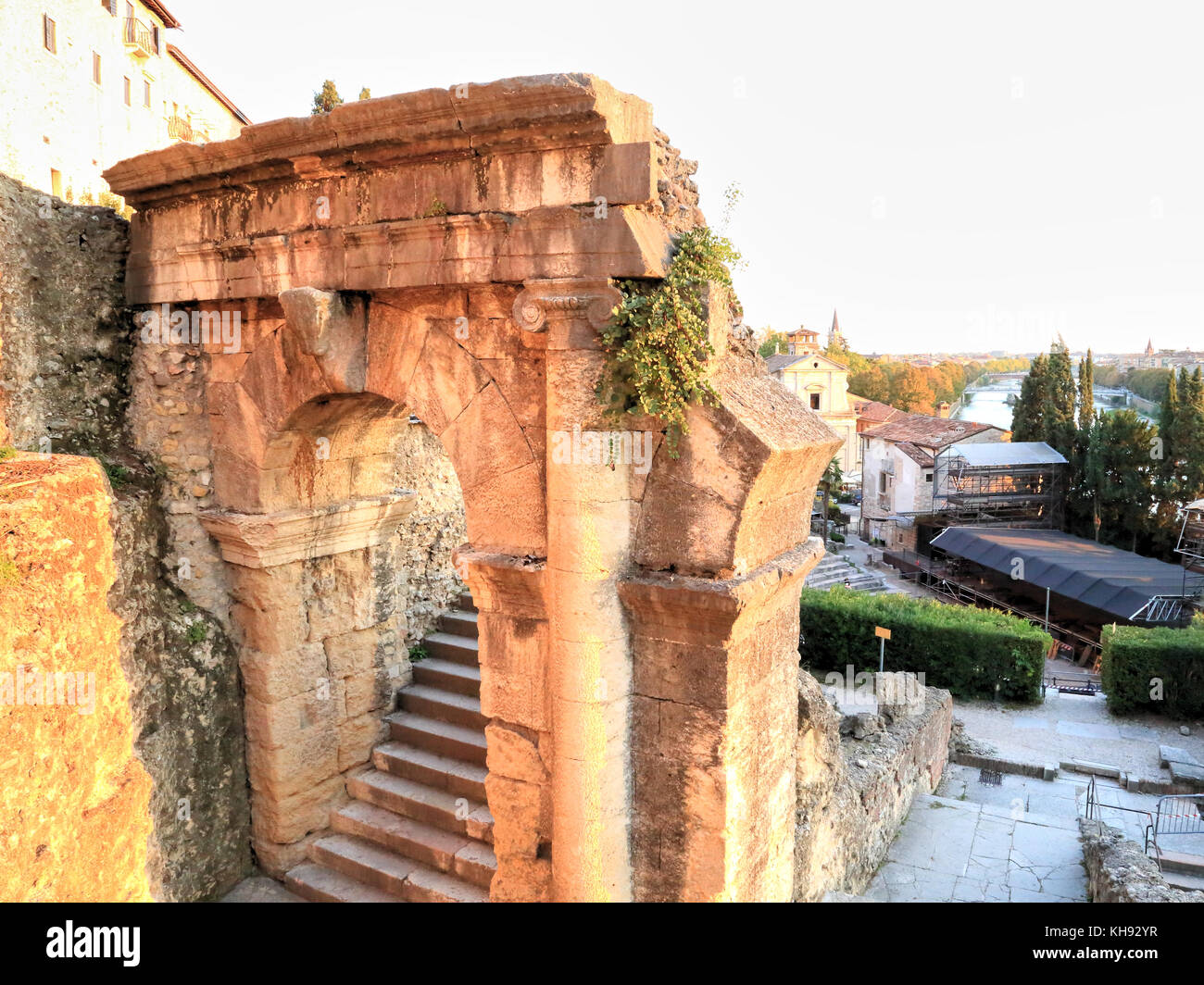 Verona Archaeological Museum, next to Castel San Pietro, Saint Peter’s Hill, Colle San Pietro Stock Photo