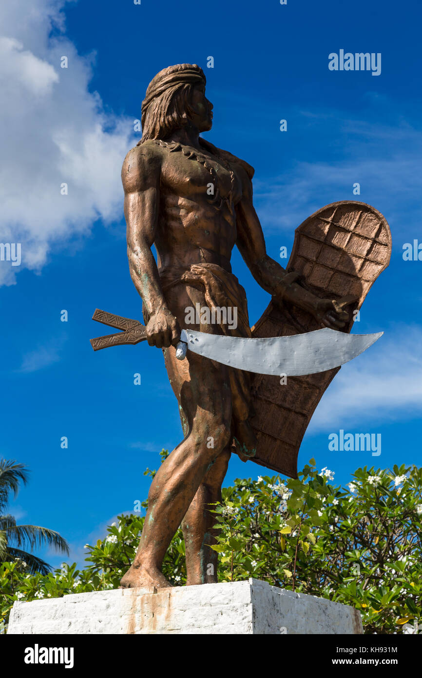 Asia, Philippines, Cebu, Mactan, Mactan Shrine, statue of Lapu Lapu, local chieftain who defeated the forces of Ferdinand Magellan, in 1521, Stock Photo