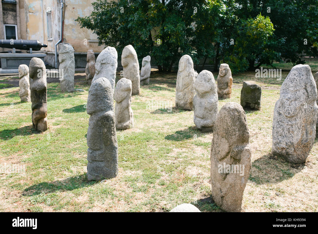 Scythian Anthropomorphic stone sculptures in Berdyansk, Ukraine Stock Photo