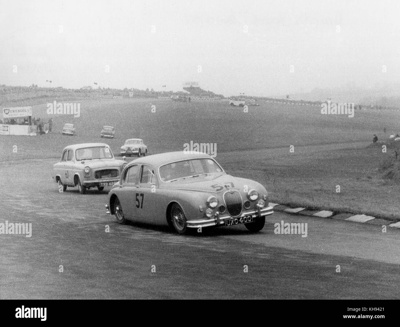 1957 Jaguar 3.4 at Brands Hatch. Boxing Day 1957 Stock Photo