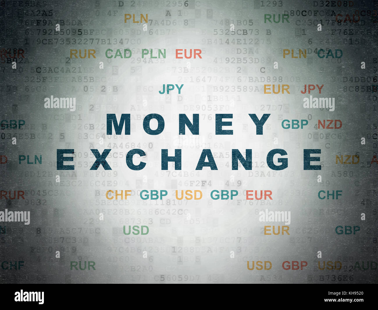 Banking concept: Money Exchange on Digital Data Paper background Stock ...