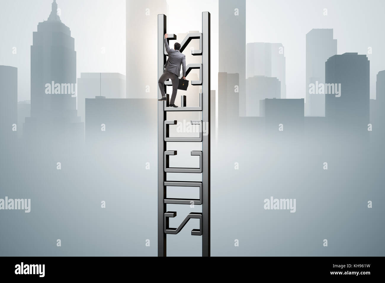 Businessman climbing the career ladder of success Stock Photo - Alamy