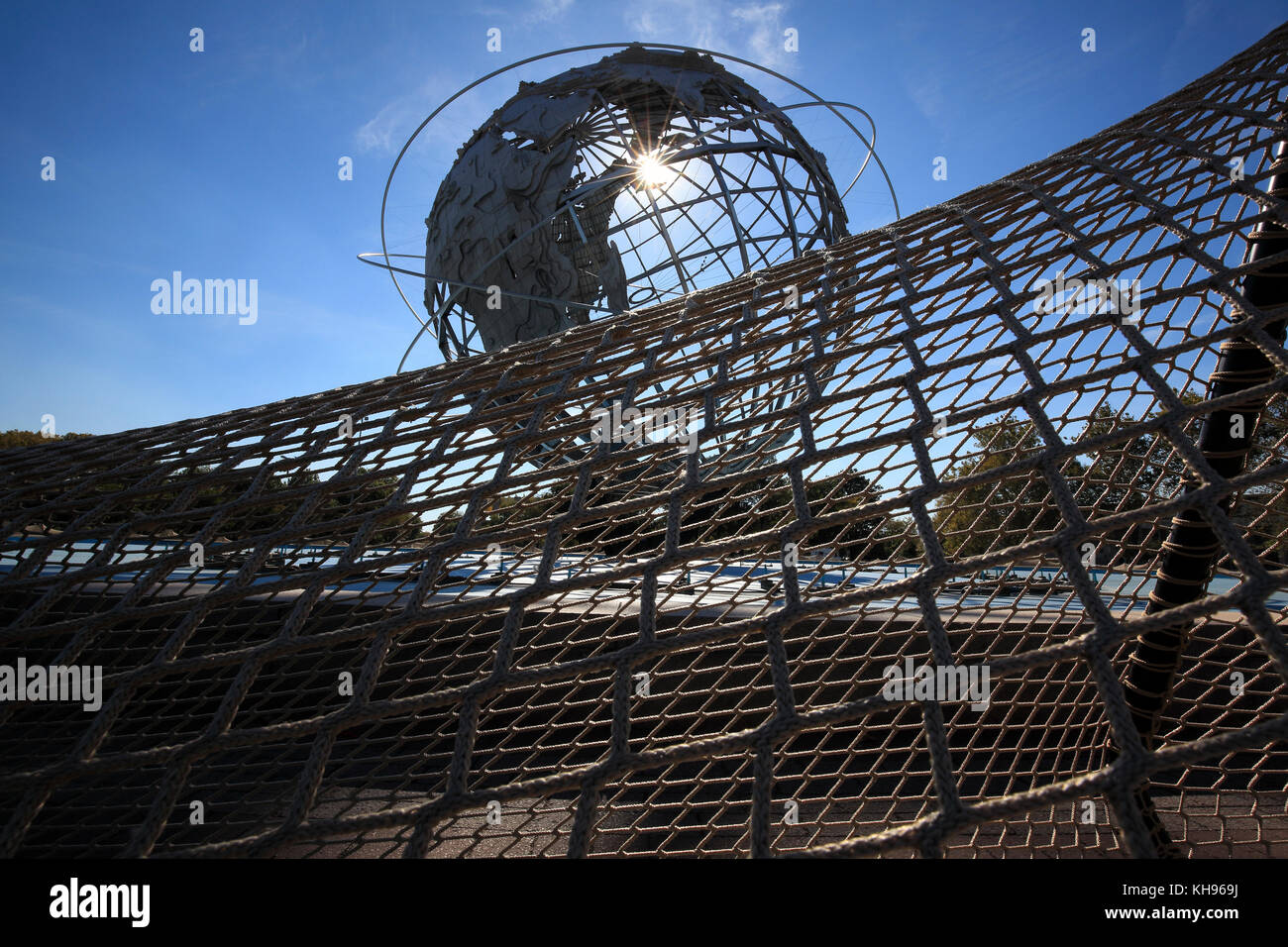 Ai Weiwei's Circle Fence at the Unisphere in Flushing Meadows Corona park, Queens, New York City Stock Photo