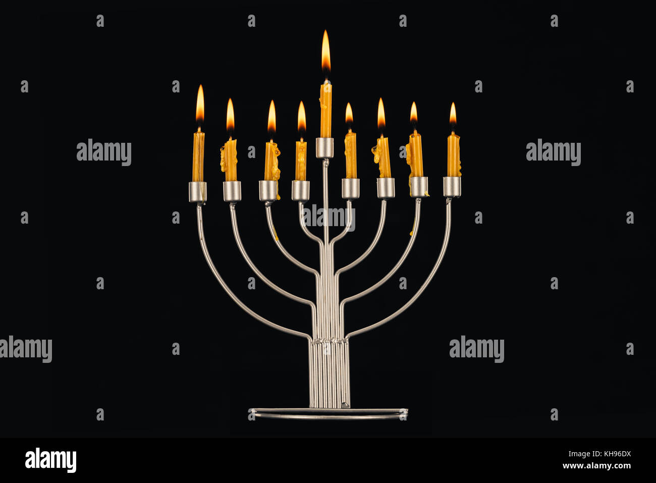 hanukkah celebration with menorah and candles Stock Photo Alamy