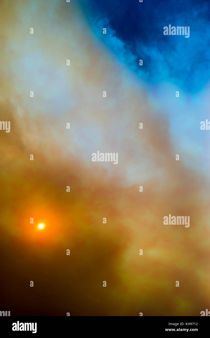 Cloudscape sky with smoke from fire Stock Photo - Alamy