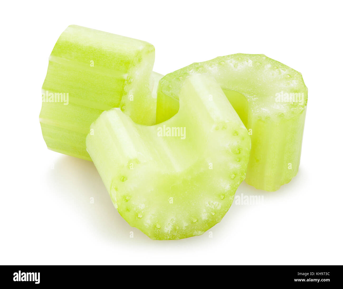 sliced celery chunks path isolated Stock Photo - Alamy