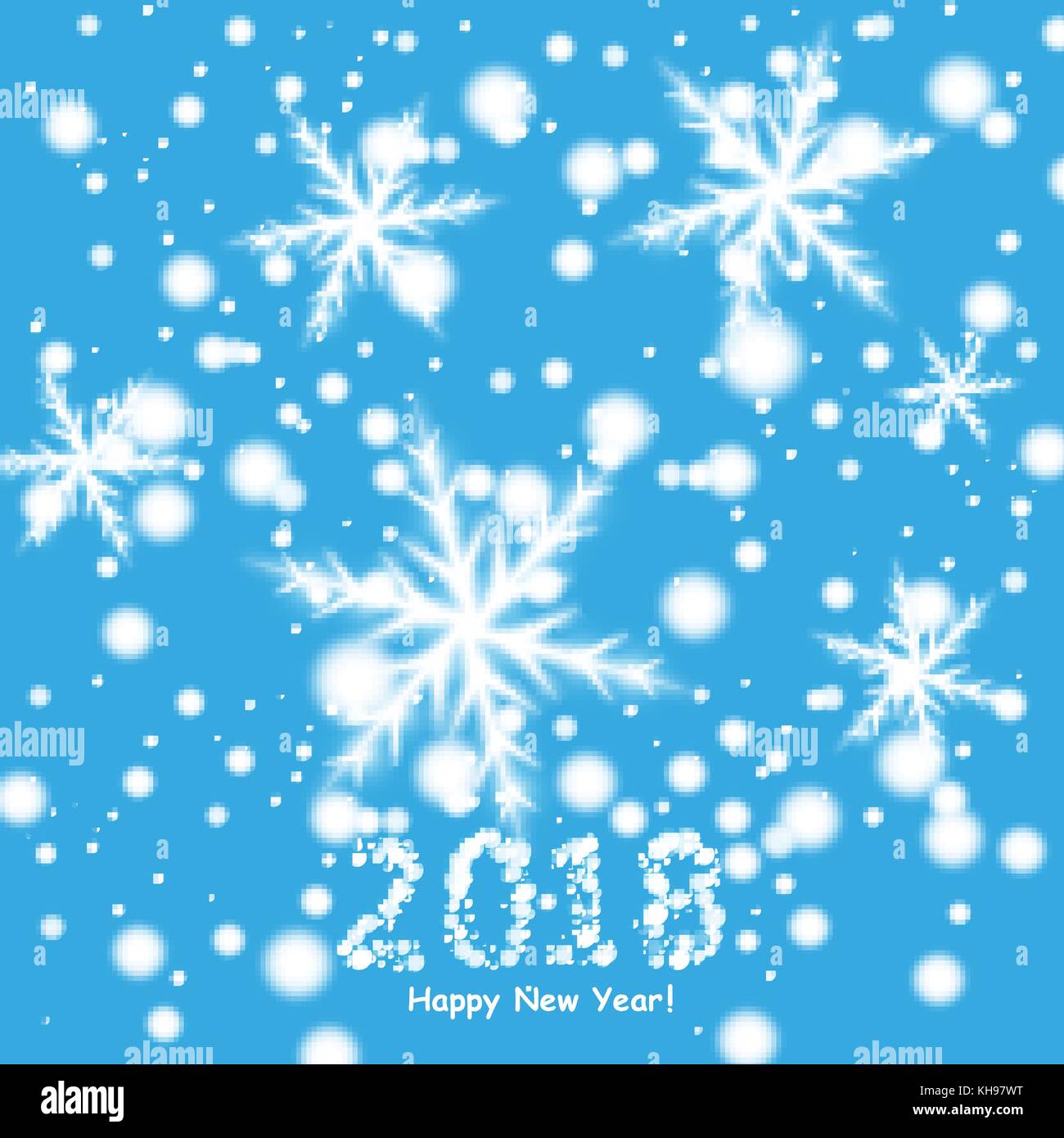 Happy new year 2018 background with snowman and snow, vector illustration. Stock Vector