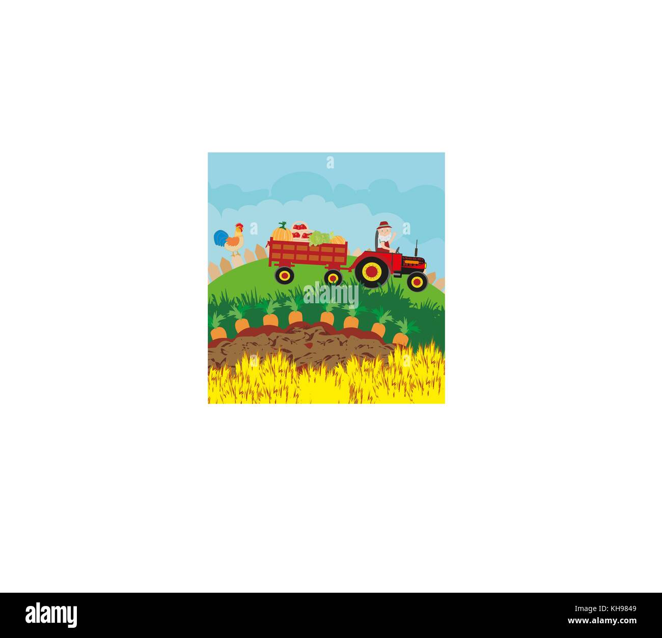 Farmer at work with his tractor Stock Vector Image & Art - Alamy