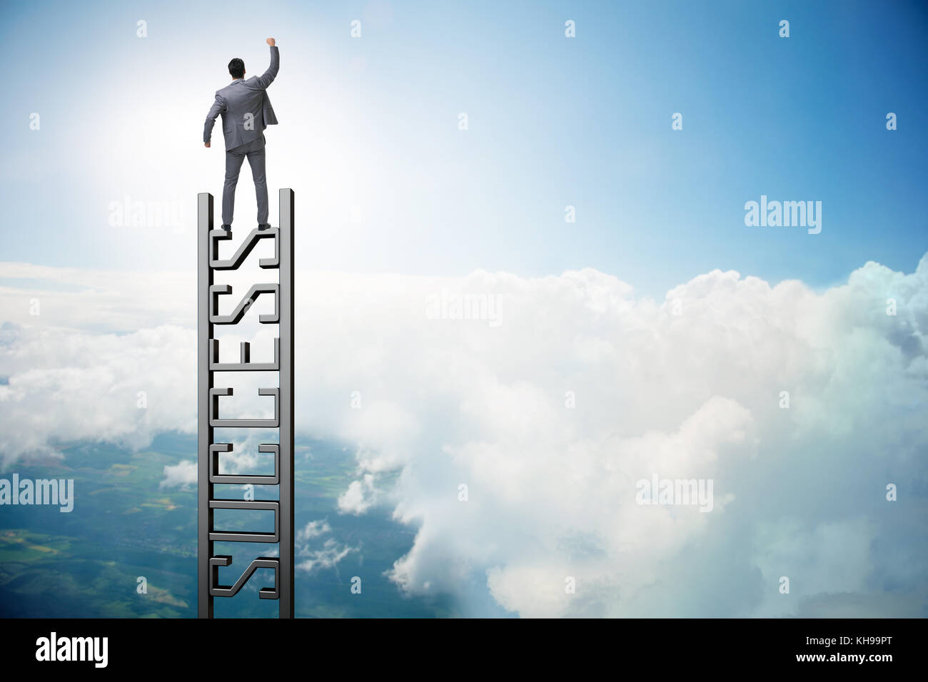 Businessman climbing the career ladder of success Stock Photo - Alamy
