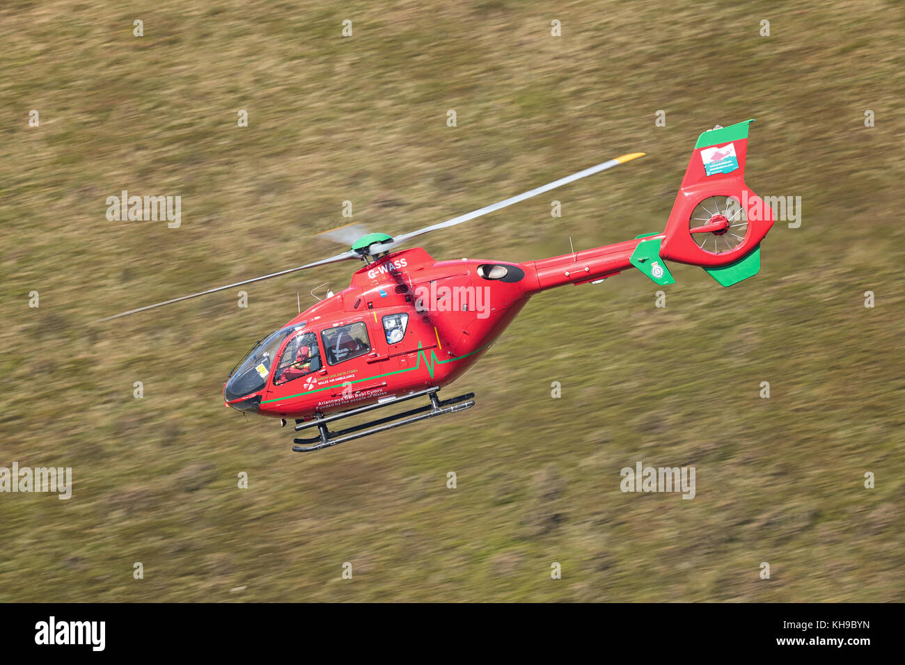 Rescue helicopter in flight Stock Photo