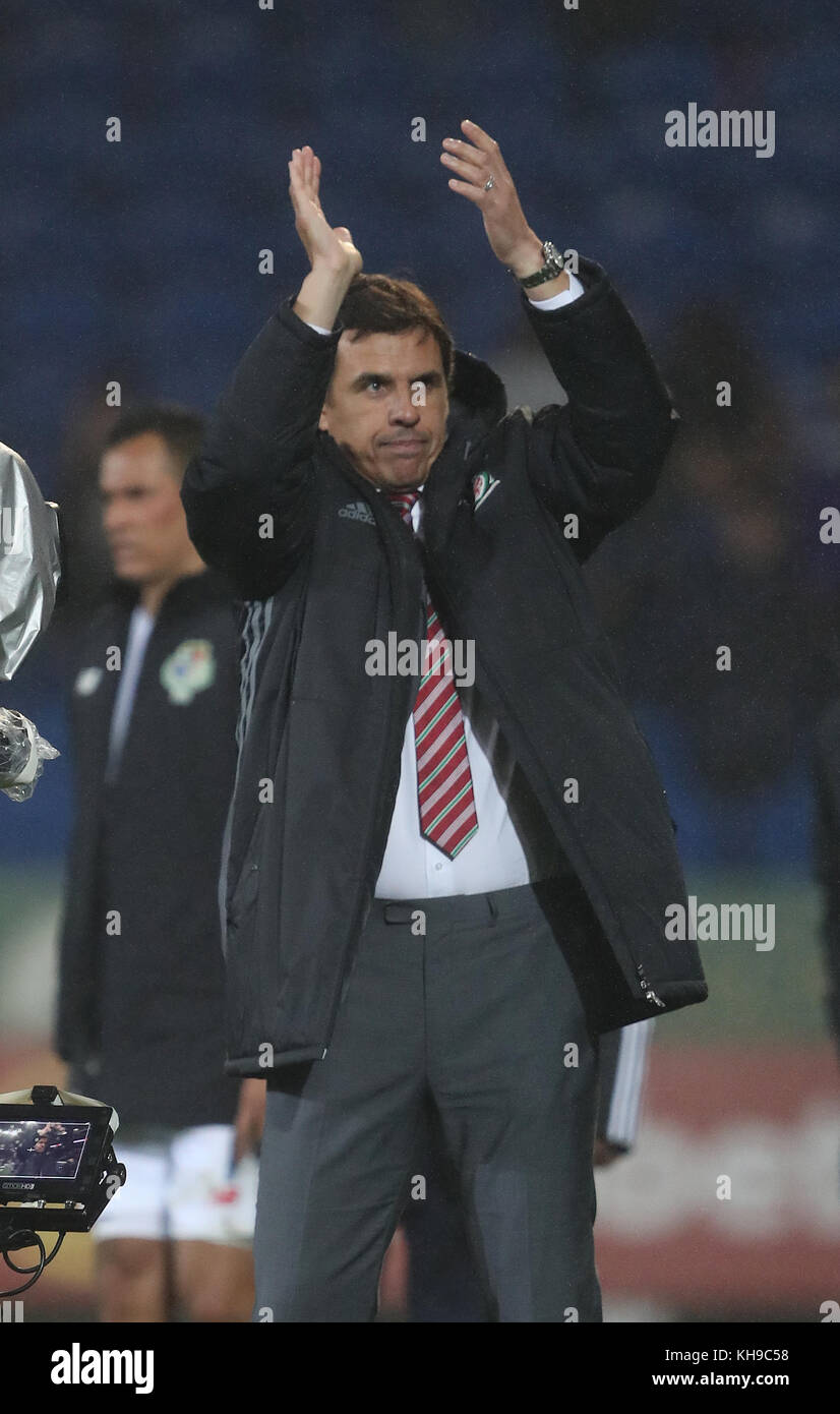 Wales manager Chris Coleman during the International Friendly match at the Cardiff City Stadium. Stock Photo