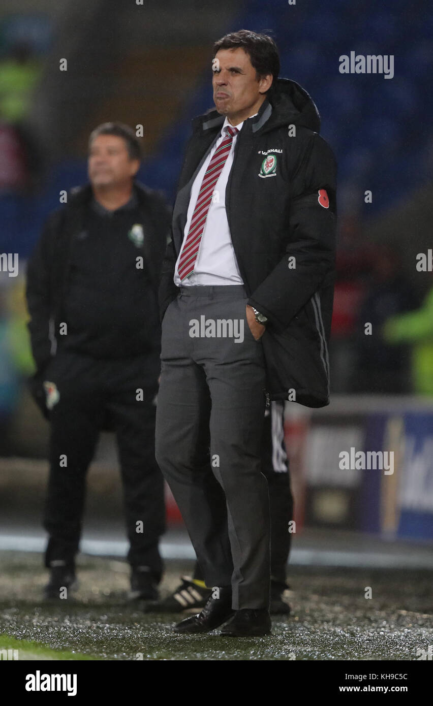 Wales manager Chris Coleman during the International Friendly match at the Cardiff City Stadium. Stock Photo