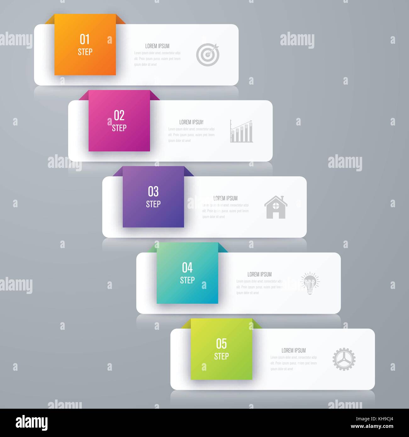Business infographics template 5 steps with square Stock Vector Image ...