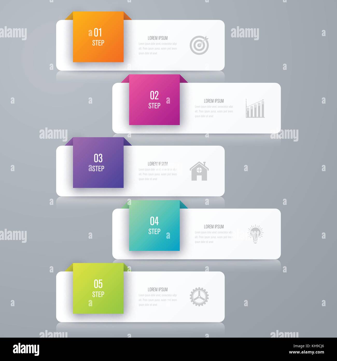 Business infographics template 5 steps with square Stock Vector Image ...