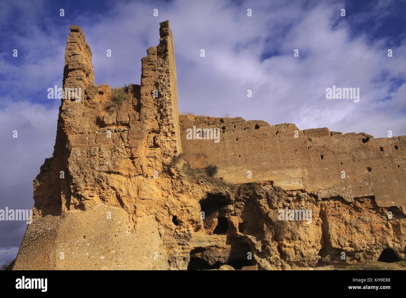 Ruins of old Medieval Citadel Wall Fortification dating 13th century A.C. in Fez Morocco Stock Photo