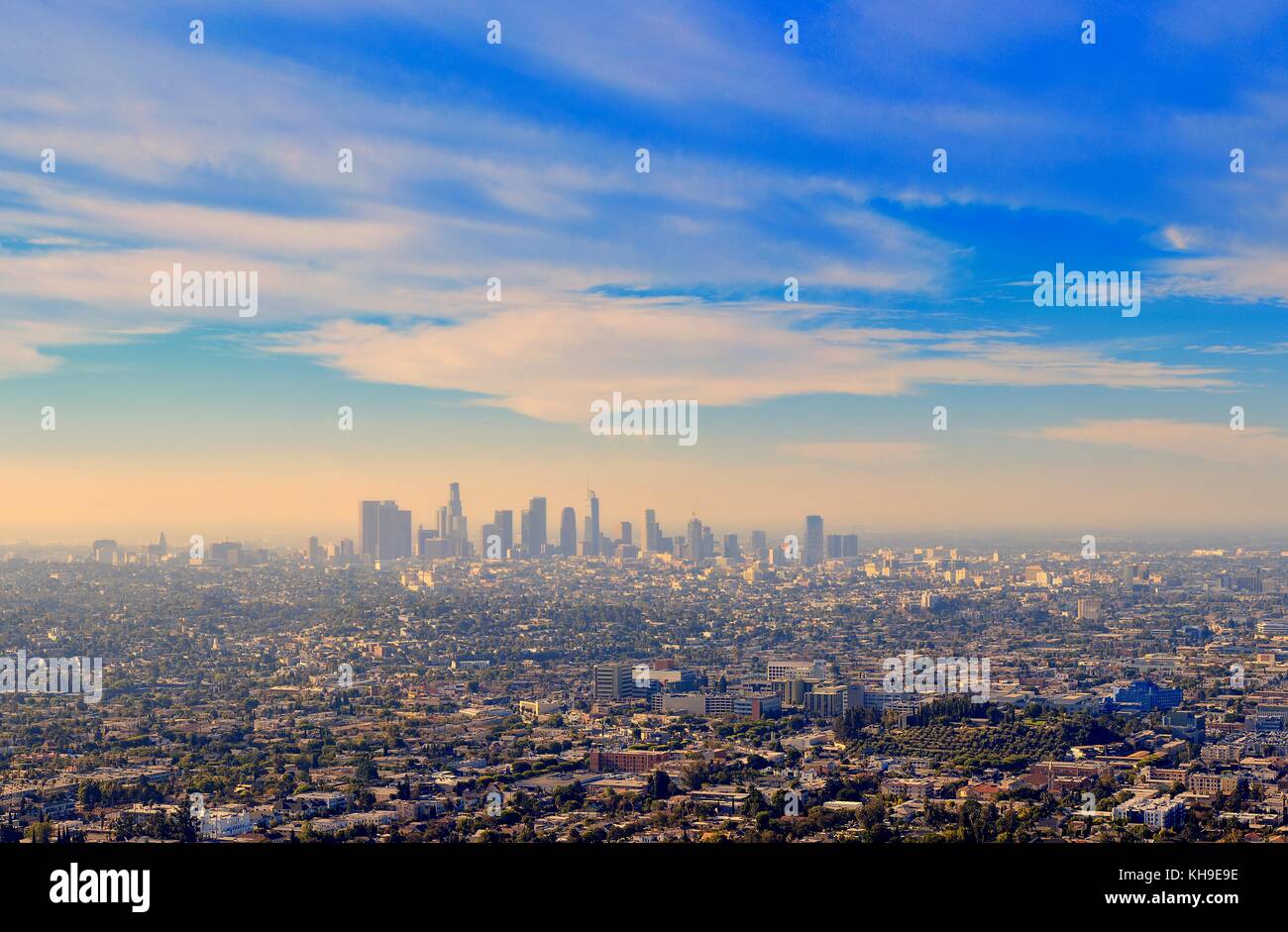 Los Angeles downtown skyline at sunrise Stock Photo - Alamy