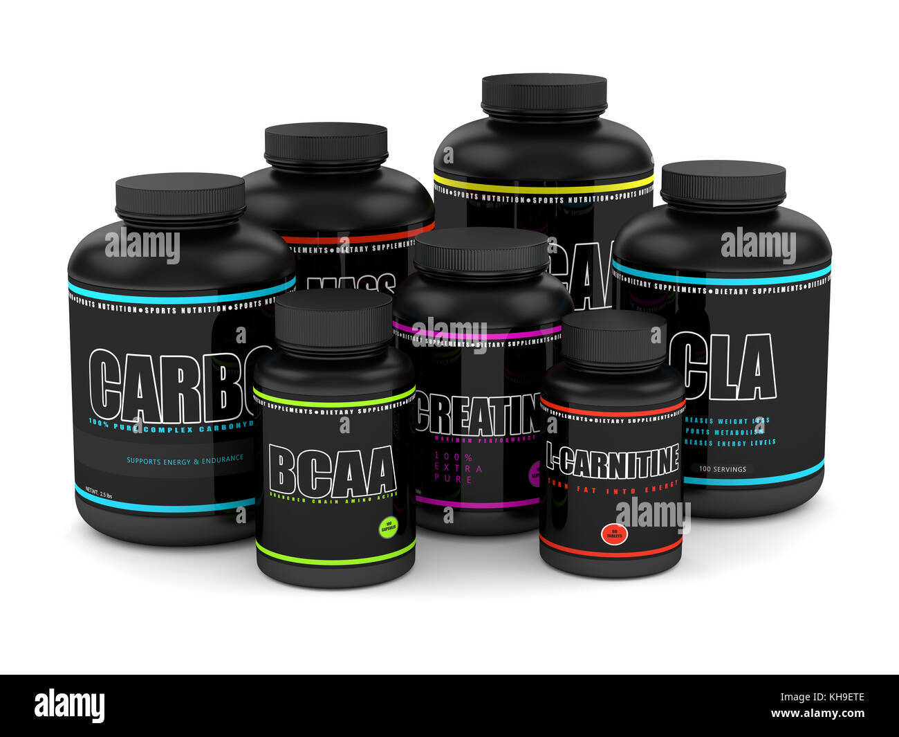3d render of gym dietary supplements isolated over white background Stock  Photo - Alamy