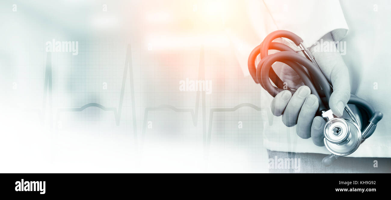 Doctor With Stethoscope In A Hospital Web Banner Background