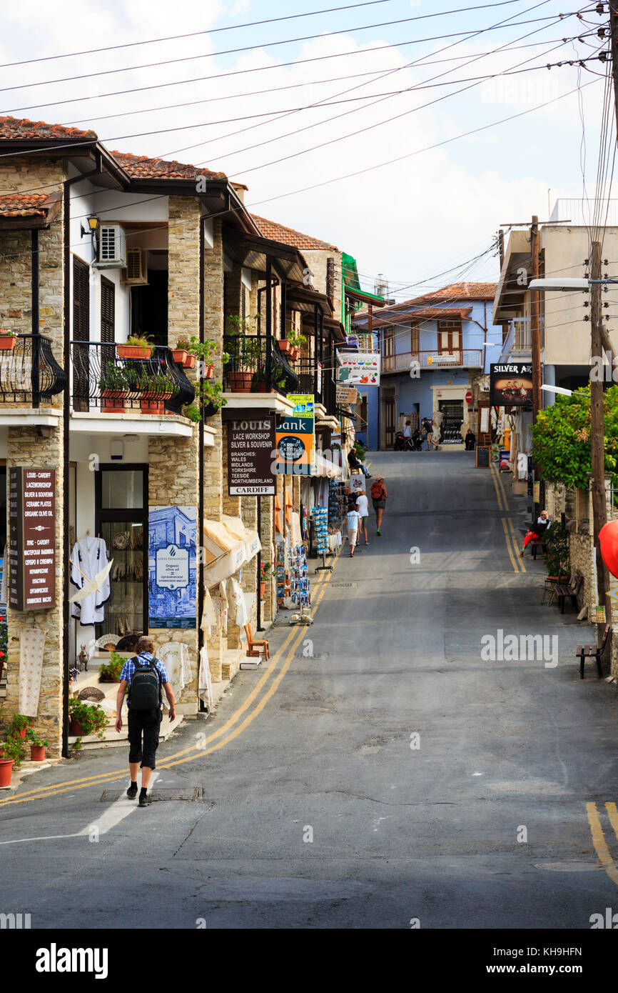 High street, Pano Lefkara, Cyprus Stock Photo