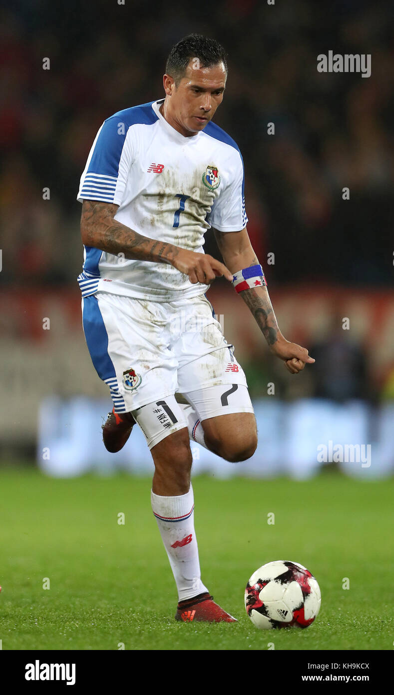 Panama's Blas Perez during the International Friendly match at the Cardiff City Stadium. PRESS ASSOCIATION Photo. Picture date: Tuesday November 14, 2017 Stock Photo