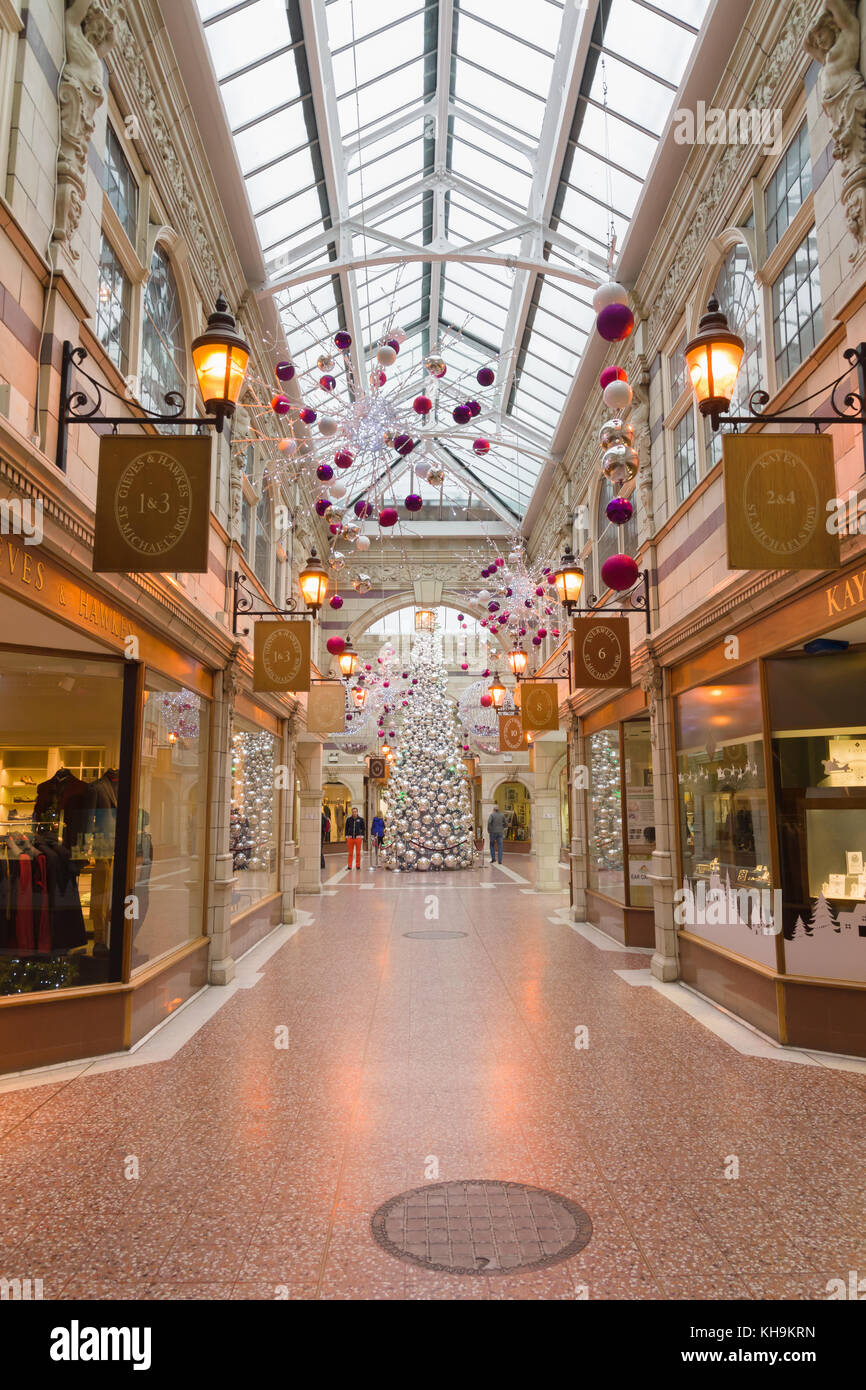 Christmas tree and decorations in the historic Saint Michaels Row on