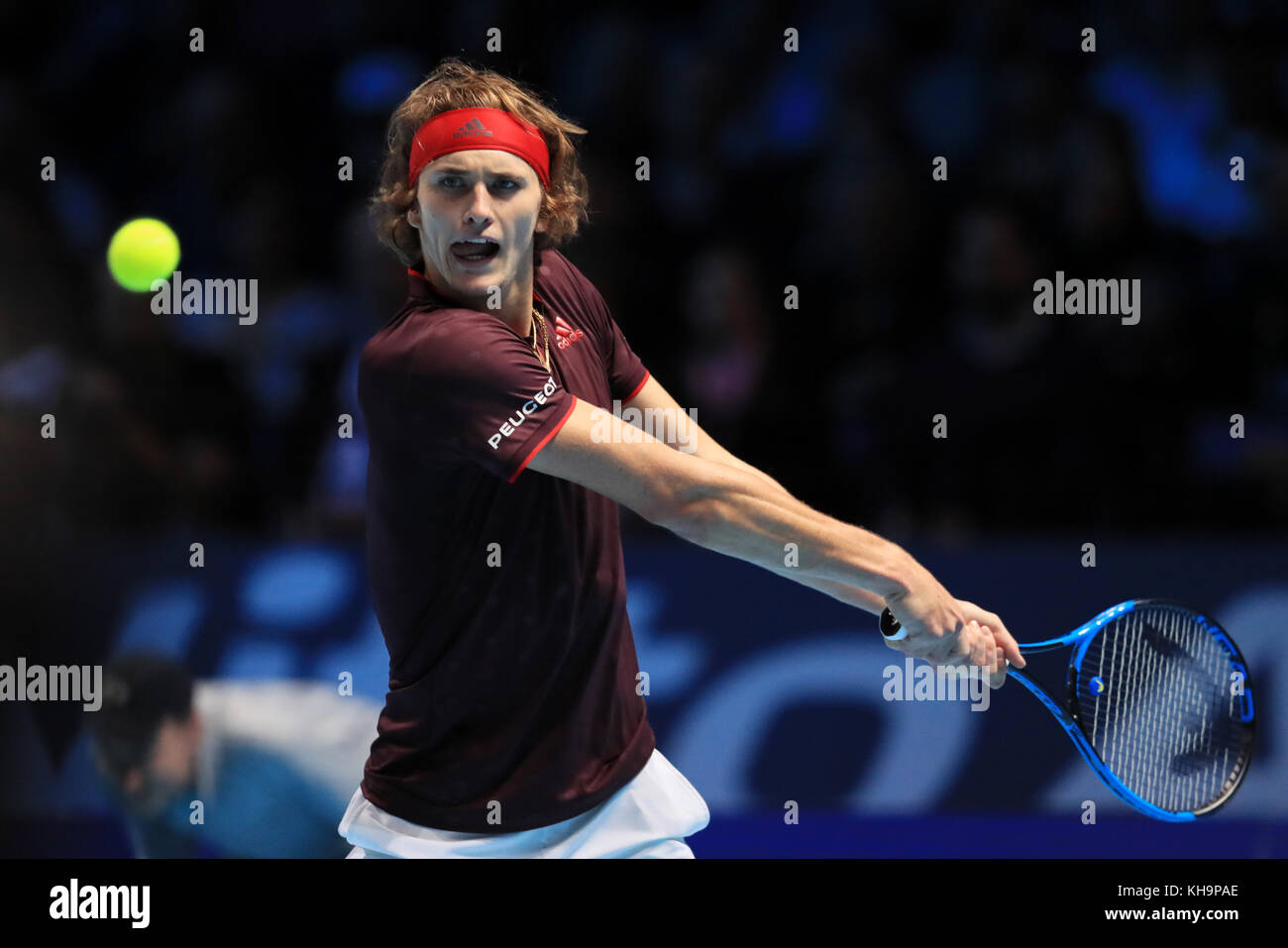 Alexander Zverev during day five of the NITTO ATP World Tour Finals at the O2 Arena, London. PRESS ASSOCIATION Photo. Picture date: Thursday November 16, 2017. See PA story TENNIS London. Photo credit should read: Adam Davy/PA Wire. Stock Photo