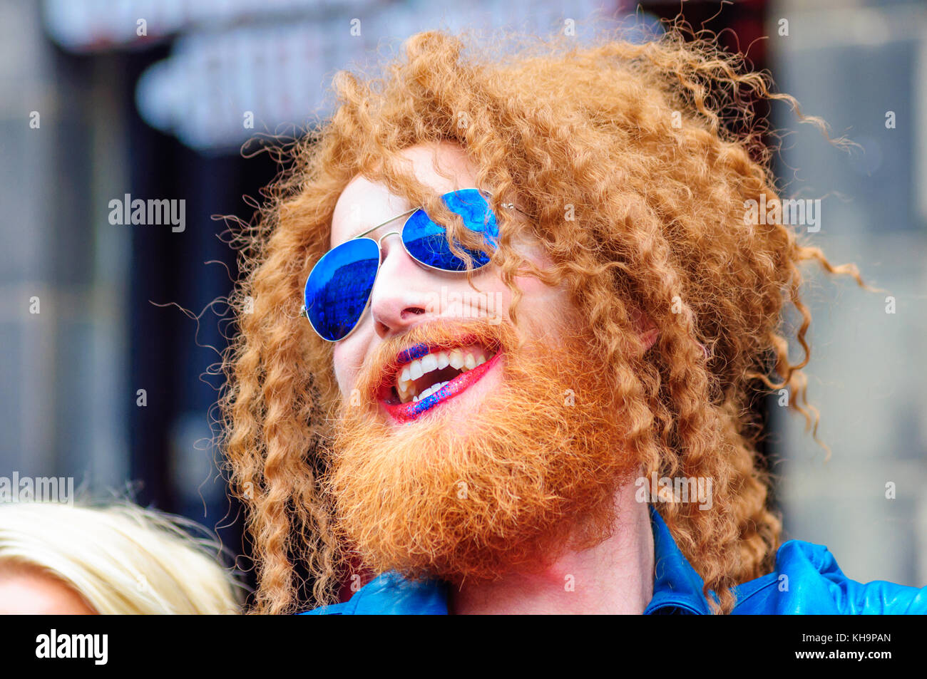 7ft tall drag artist Gingzilla with ginger braided hair, beard and