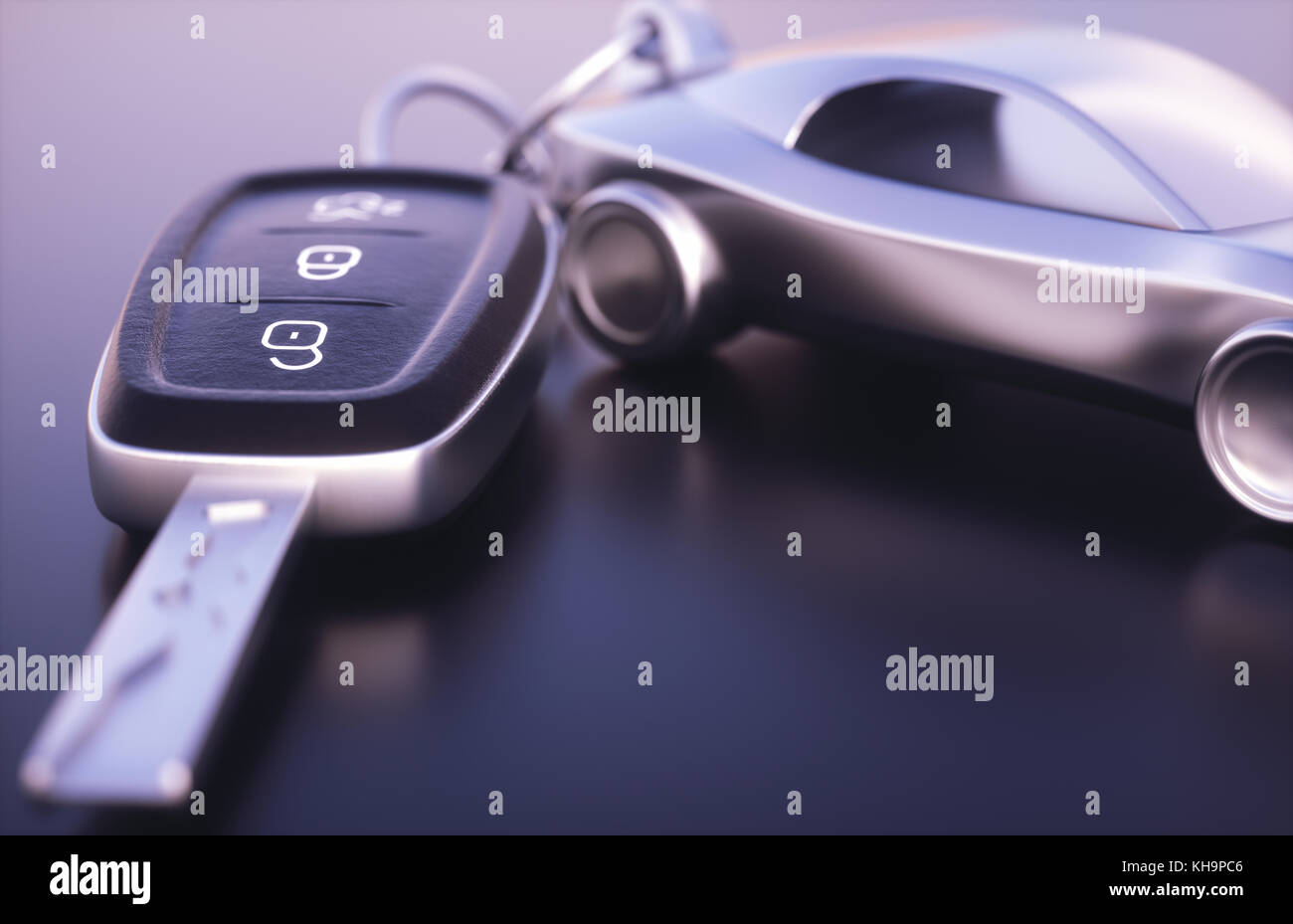 3D illustration. Car key with, metal car key holder Stock Photo Alamy