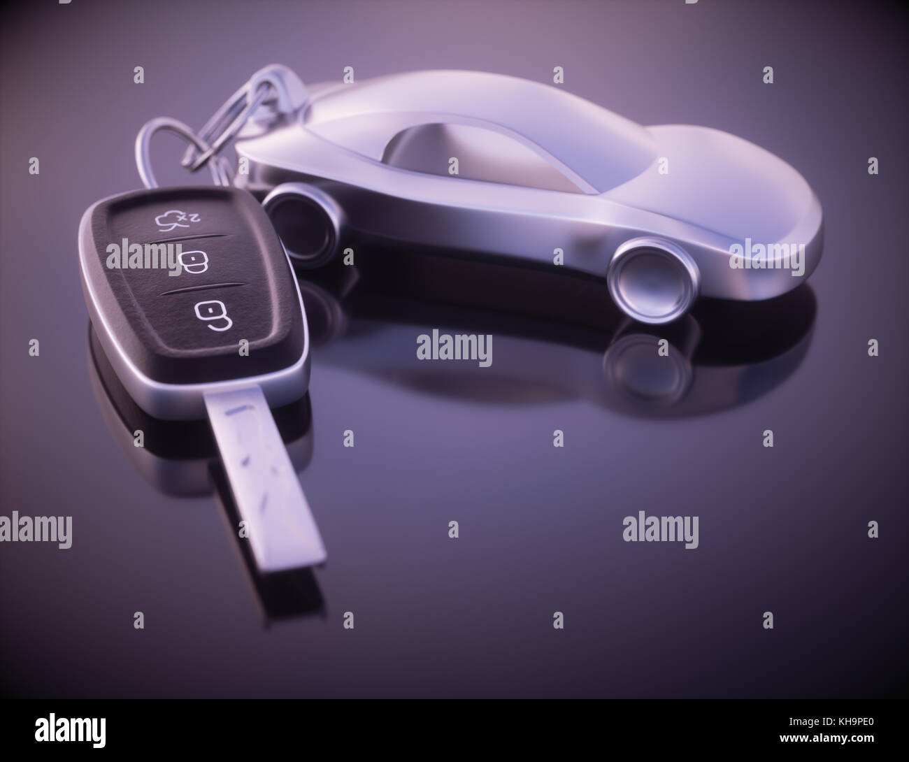 3D illustration. Car key with, metal car key holder Stock Photo - Alamy