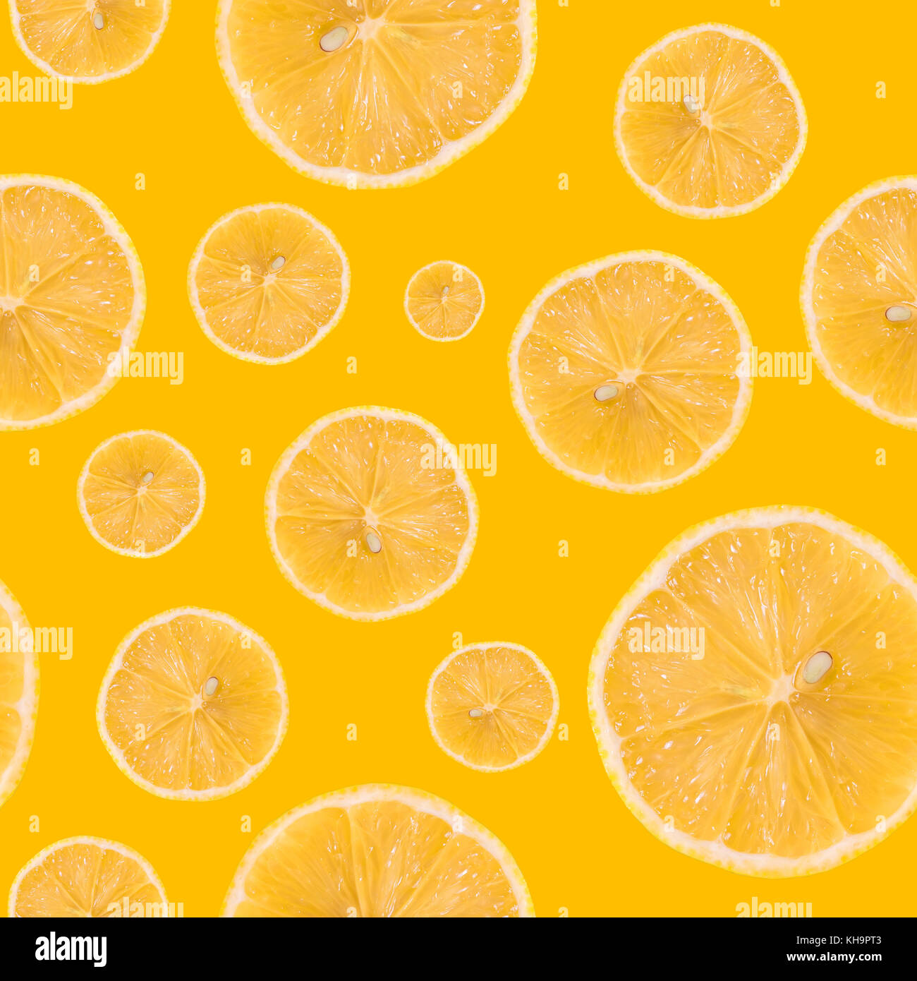 Seamless pattern made of Lemon slice isolated on a yellow background ...