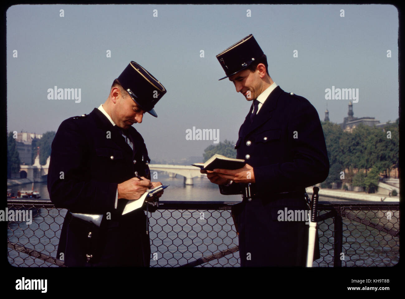 Two Policemen, Pont de Arts, Paris, France, 1963 Stock Photo