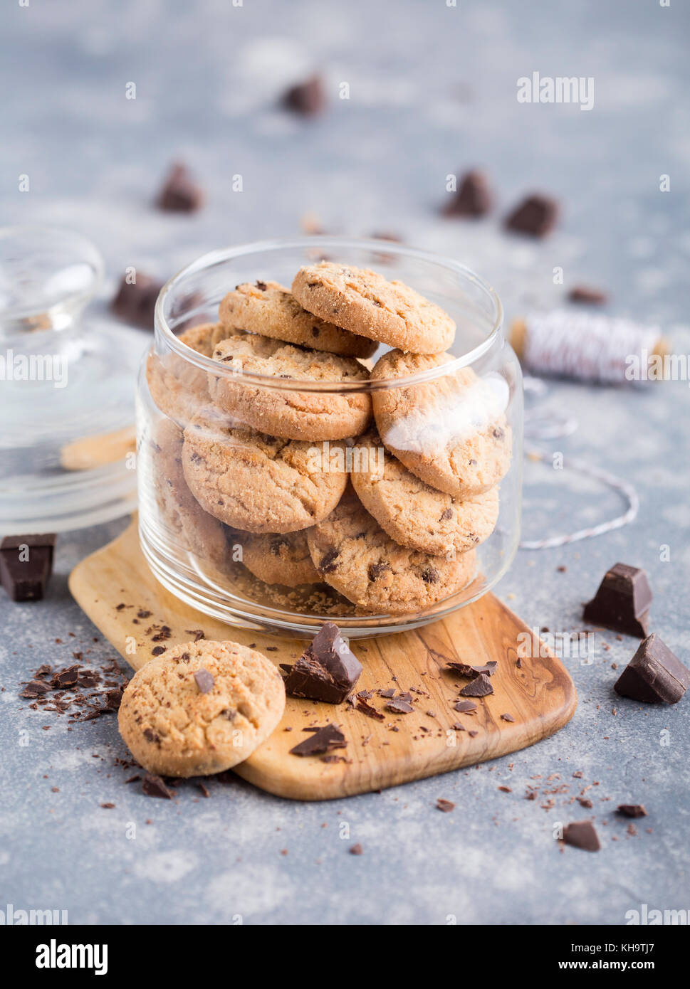 Homemade chocolate chip cookies in a glass jar Stock Photo Alamy