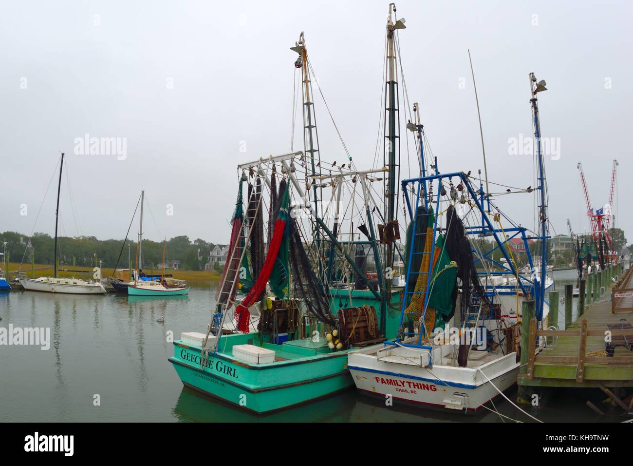 Shrimp boats pelicans hi-res stock photography and images - Alamy