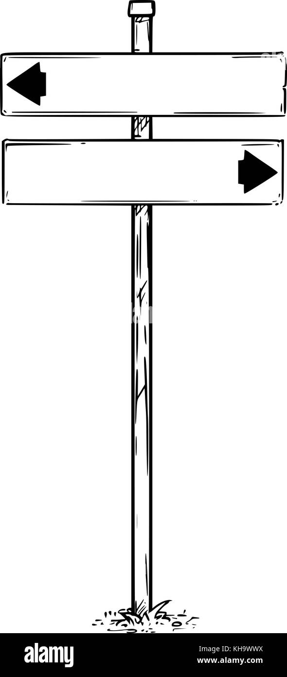 Vector drawing of two way arrow empty blank traffic road sign Stock ...