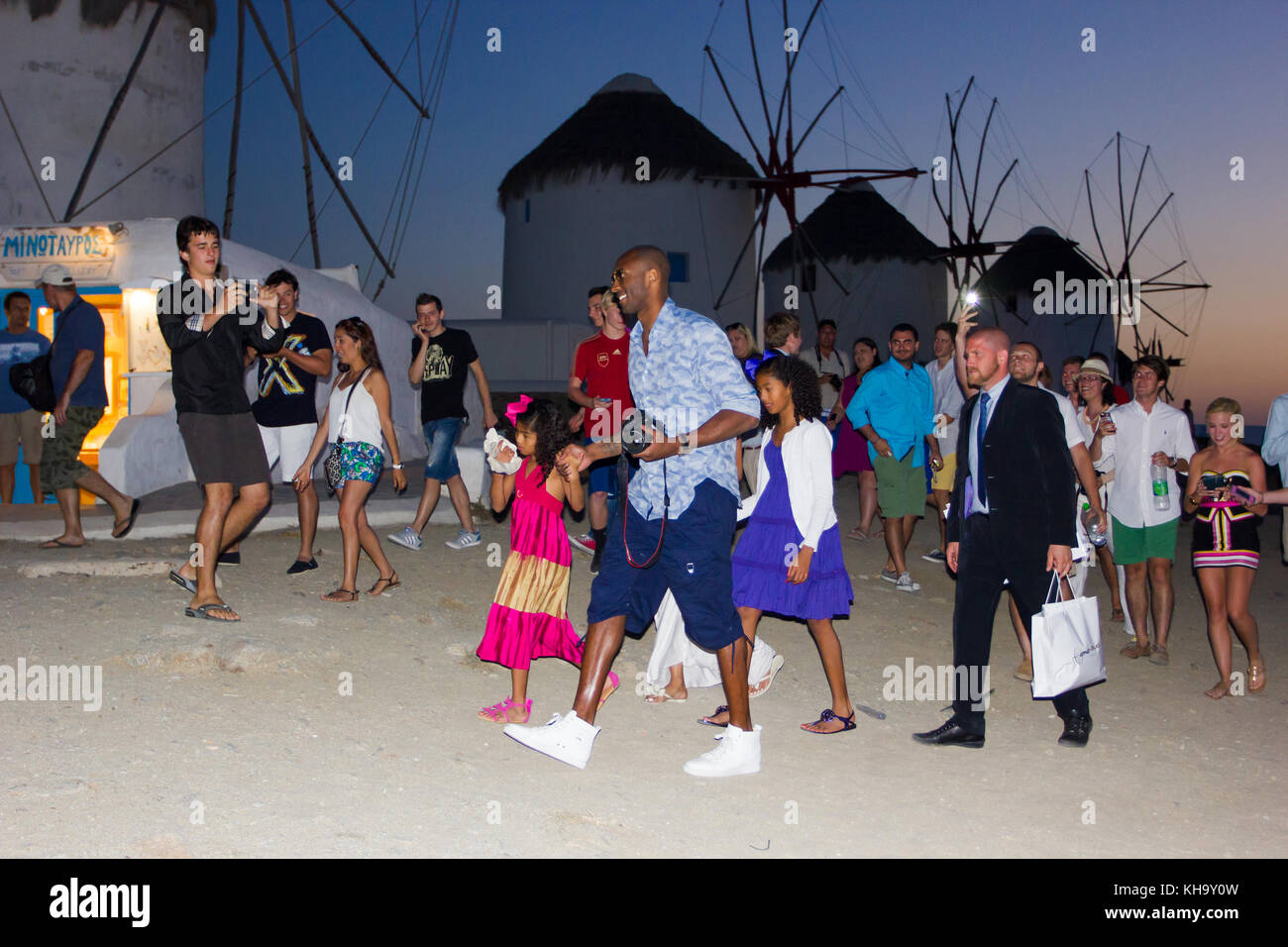 Basketball star Kobe Bryant with wife Vanessa and family on vacation in  Mykonos,Greece. June 23,2014 Stock Photo
