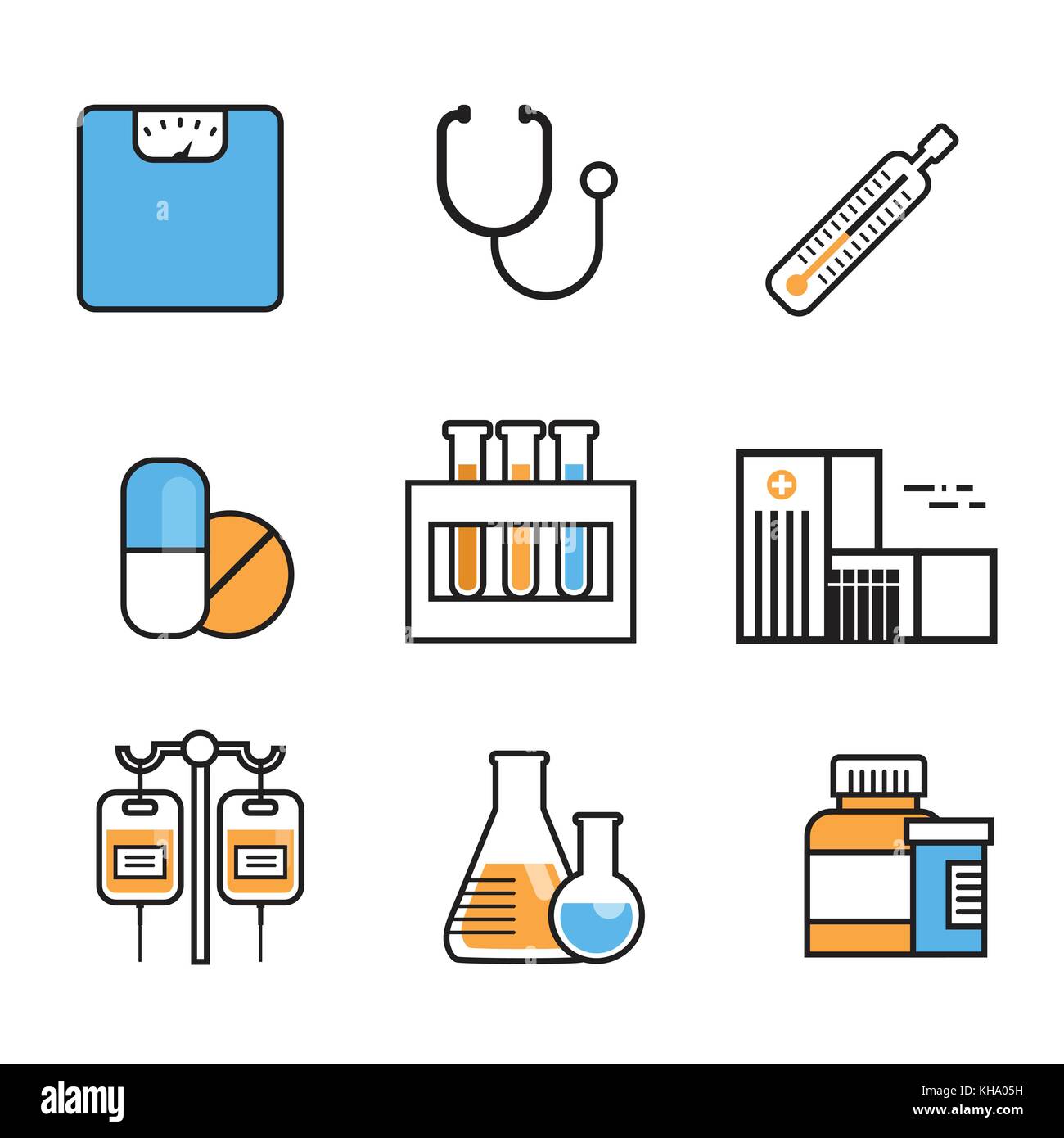 Medical Icon Set Thin Line Medicine Equipment Sign On White Background ...