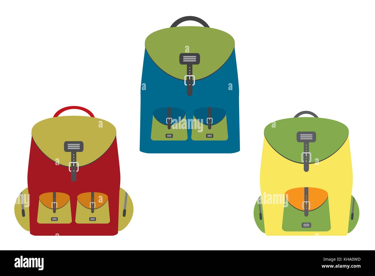 Street or School backpack, isolated on white background,cartoon vector illustration Stock Vector