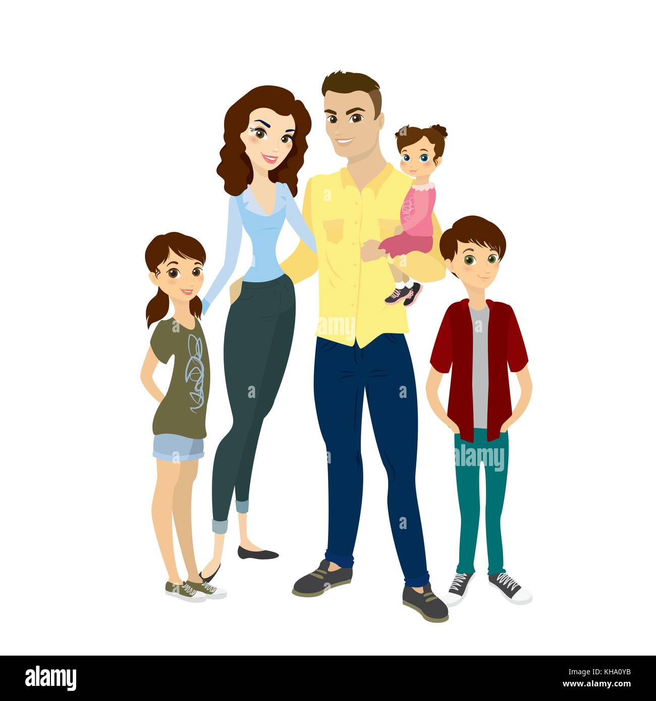 Happy family isolated on white background,stock cartoon vector illustration  Stock Vector Image & Art - Alamy