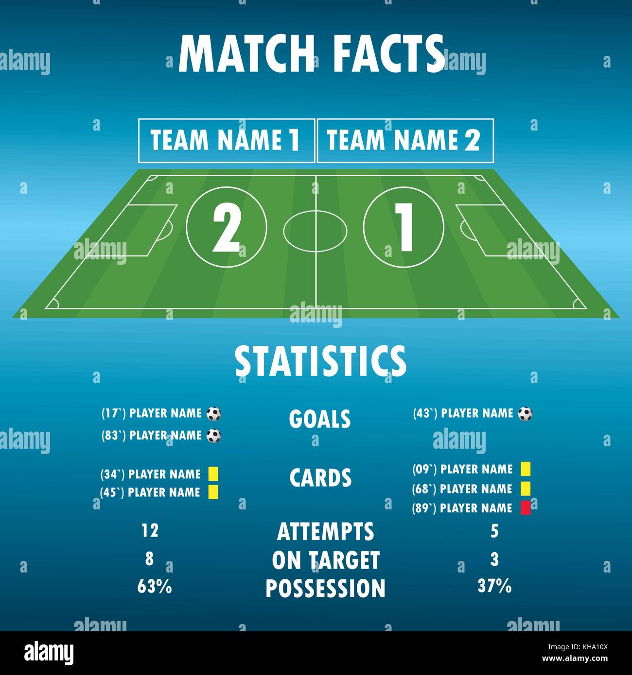 Football Soccer Match Statistics. Scoreboard and play field.Digital background , stock vector illustration. Infographic. Stock Vector