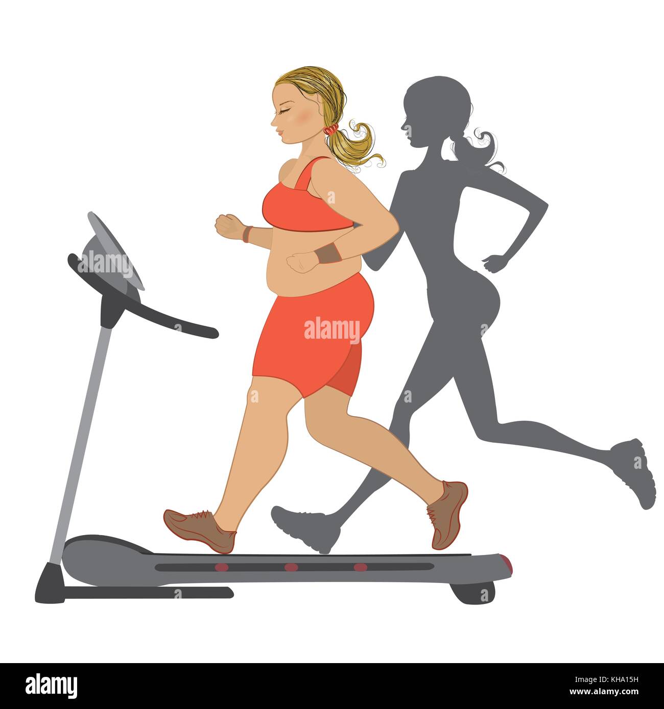 fat person running on treadmill
