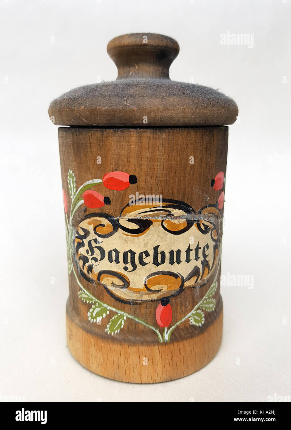 Teedose, Tee, Hagebutte, Rosa canina; Dose Stock Photo