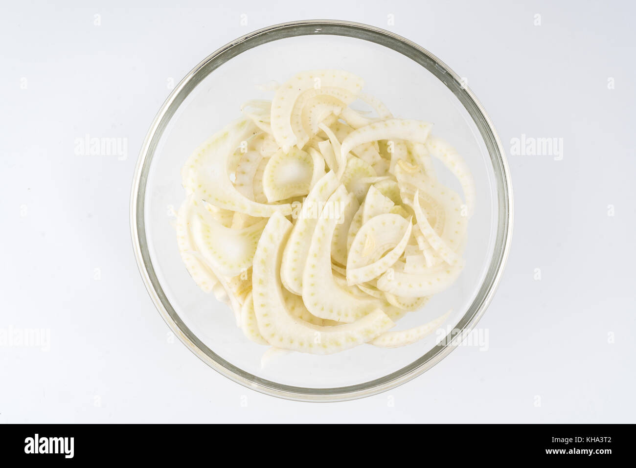 Fennel cut in a glass bowl Stock Photo