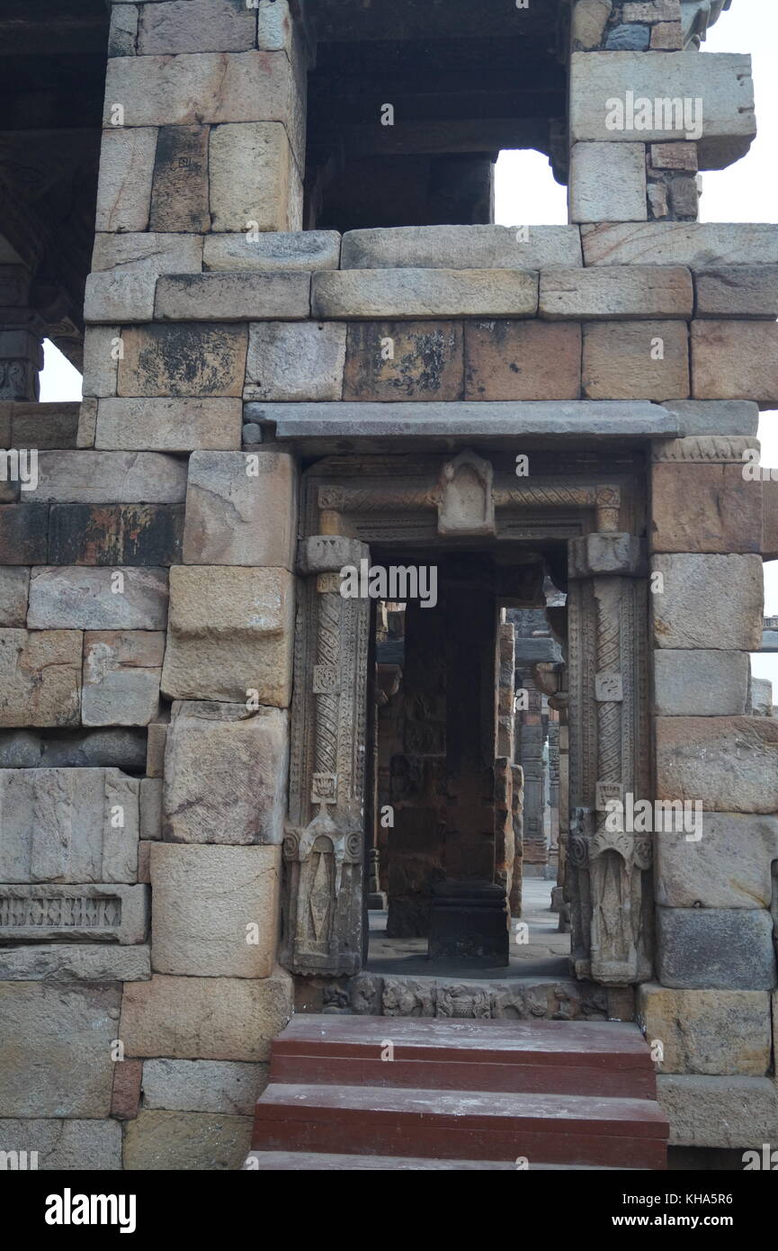 Qutub Minar-Beautiful piece of Mughal architecture in India Stock Photo