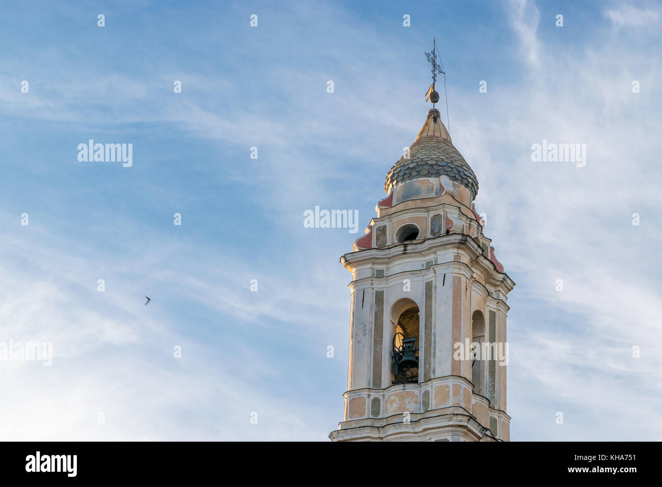 Bell tower of the church in Terzorio Italy Stock Photo