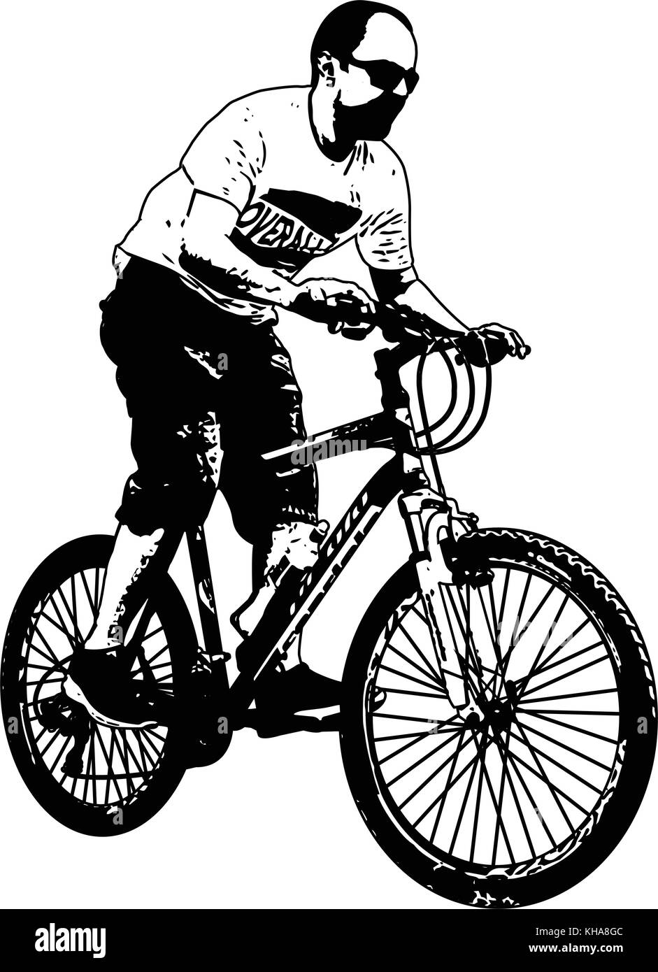 mtb cyclist illustration - vector Stock Vector
